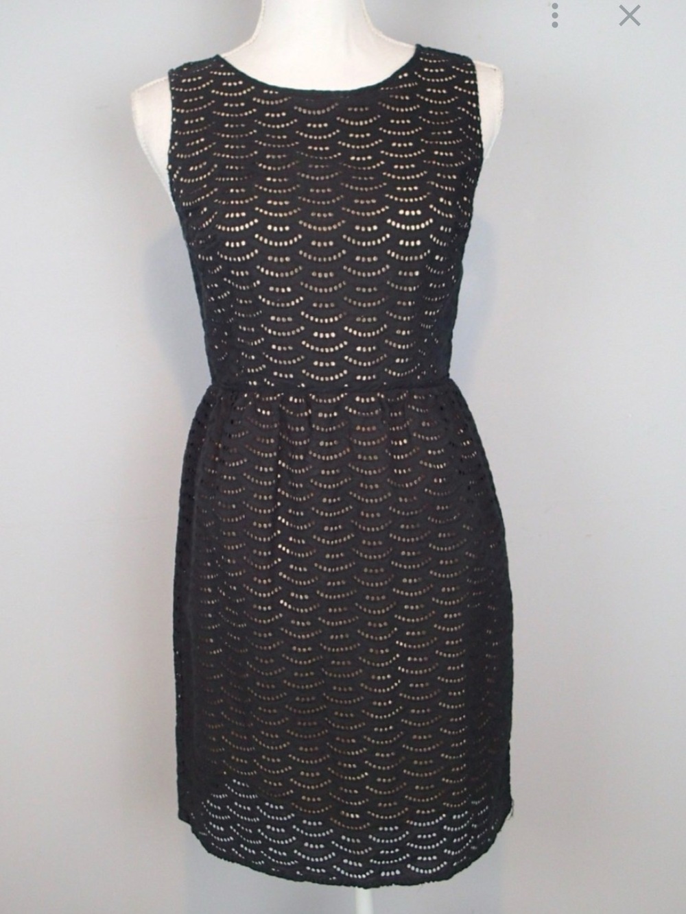 LOFT Black Sleeveless Scallop Lace Midi Dress